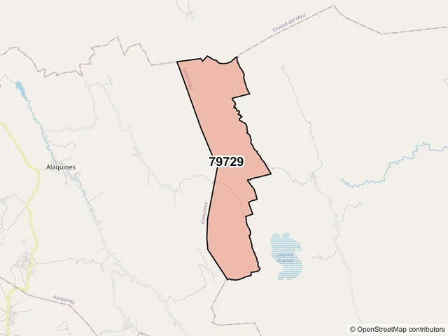 Mapa del código postal 79729, Tamasopo, San Luis Potosí