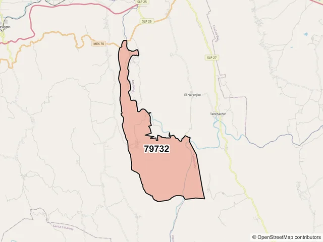 Mapa del código postal 79732, Tamasopo, San Luis Potosí