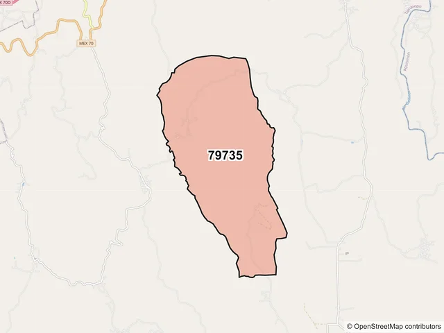 Mapa del código postal 79735, Tamasopo, San Luis Potosí
