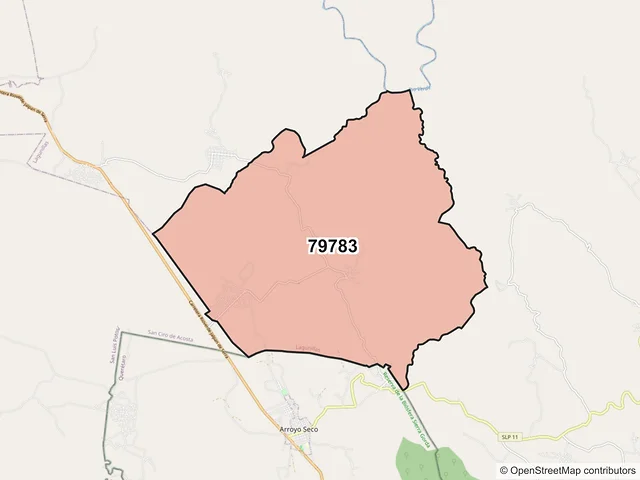 Mapa del código postal 79783, Lagunillas, San Luis Potosí