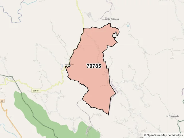 Mapa del código postal 79785, Lagunillas, San Luis Potosí