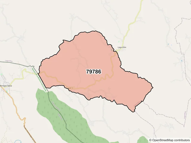 Mapa del código postal 79786, Lagunillas, San Luis Potosí