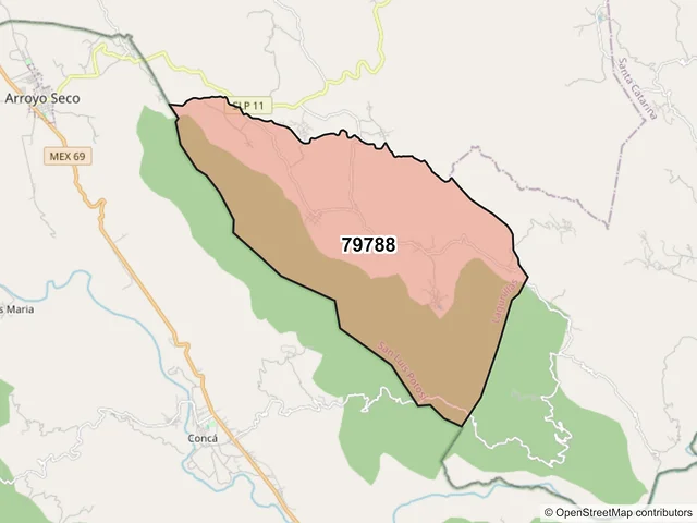 Mapa del código postal 79788, Lagunillas, San Luis Potosí