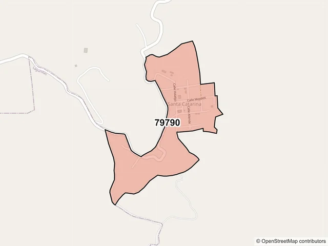 Mapa del código postal 79790, Santa Catarina, San Luis Potosí