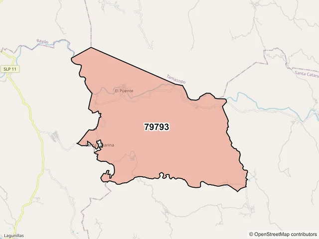 Mapa del código postal 79793, Santa Catarina, San Luis Potosí