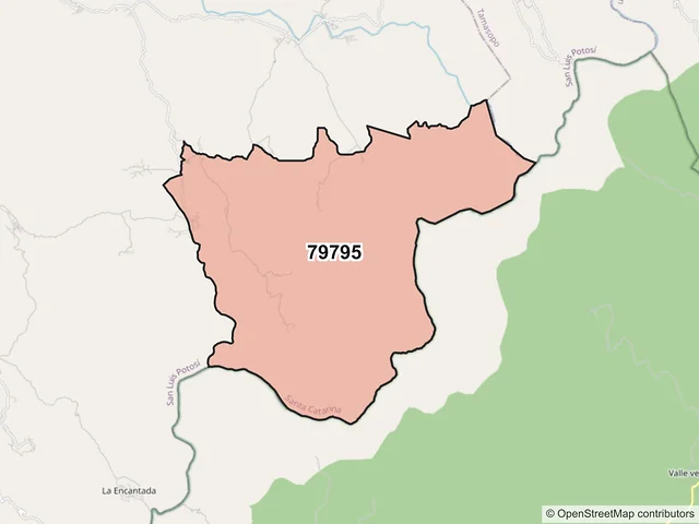 Mapa del código postal 79795, Santa Catarina, San Luis Potosí
