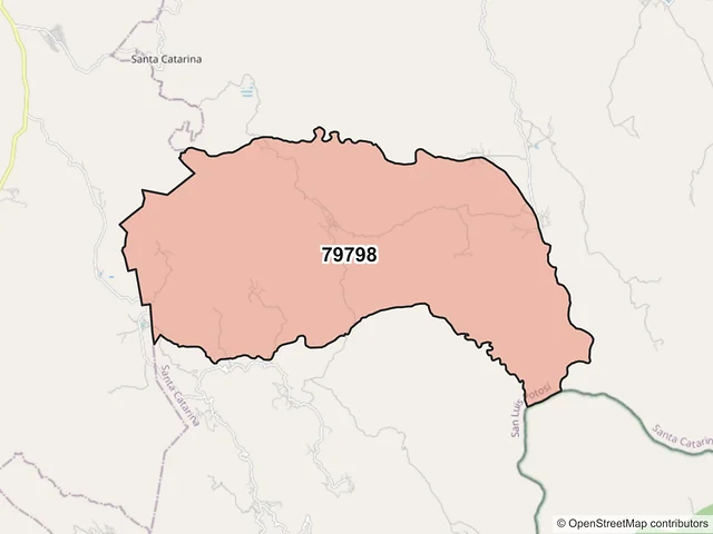 Mapa del código postal 79798, Santa Catarina, San Luis Potosí