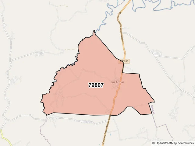 Mapa del código postal 79807, Tancanhuitz, San Luis Potosí