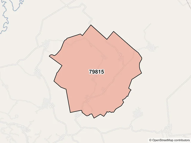 Mapa del código postal 79815, Tanlajás, San Luis Potosí