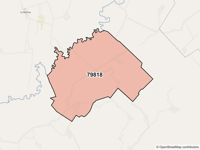 Mapa del código postal 79818, Tanlajás, San Luis Potosí