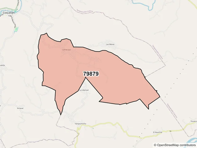 Mapa del código postal 79879, Coxcatlán, San Luis Potosí