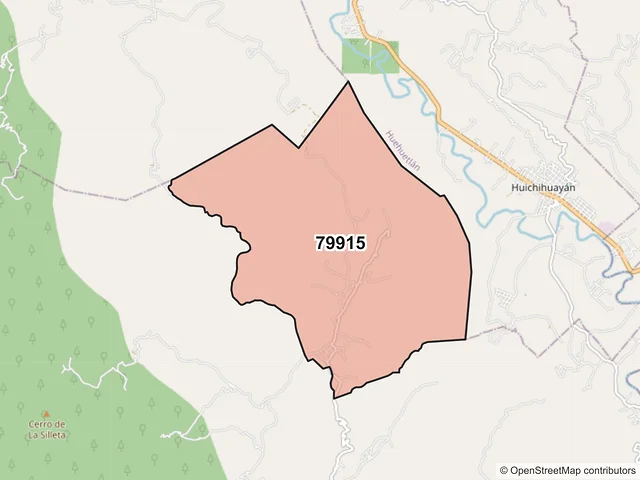 Mapa del código postal 79915, Xilitla, San Luis Potosí