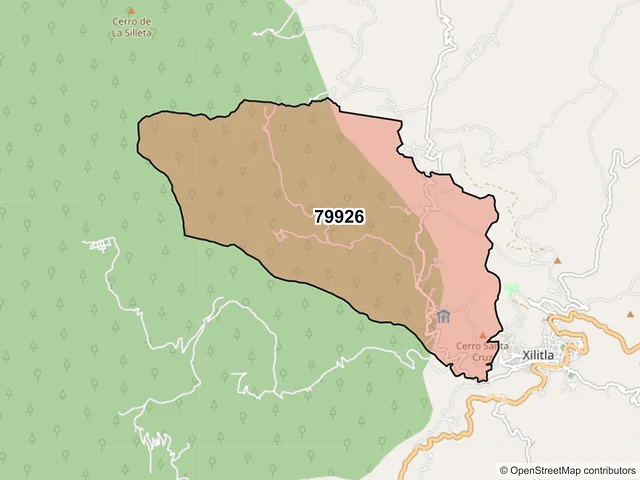 Mapa del código postal 79926, Xilitla, San Luis Potosí