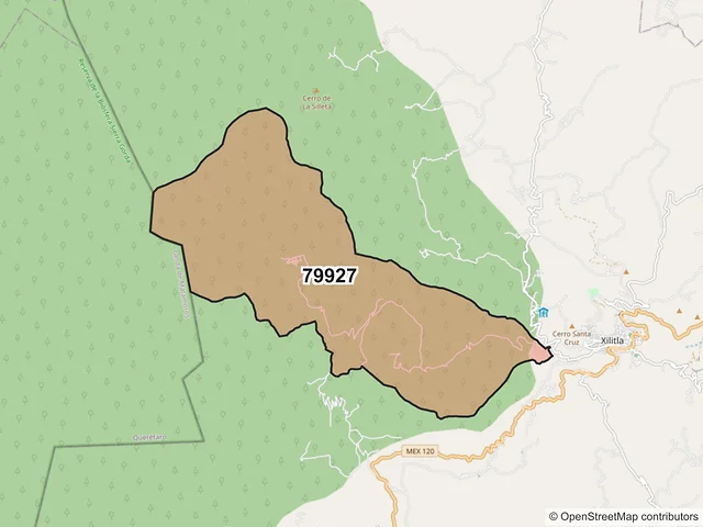 Mapa del código postal 79927, Xilitla, San Luis Potosí