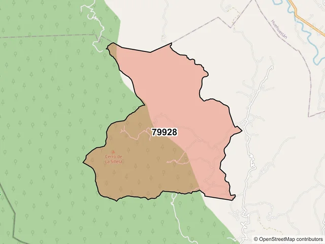Mapa del código postal 79928, Xilitla, San Luis Potosí