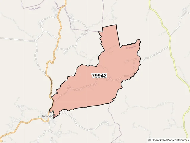 Mapa del código postal 79942, Tampacán, San Luis Potosí