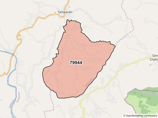 Mapa del código postal 79944, Tampacán, San Luis Potosí