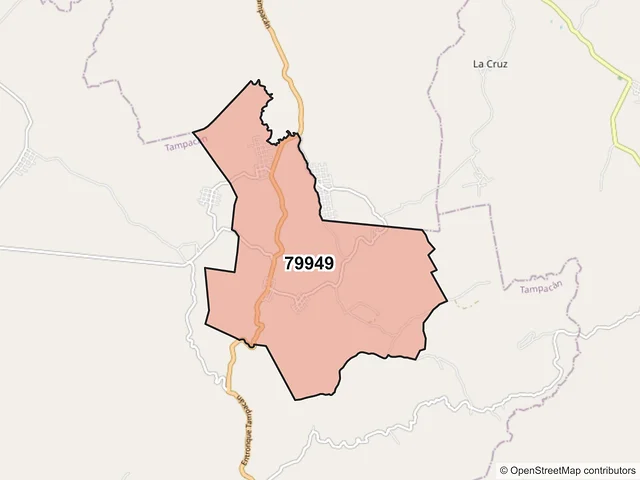 Mapa del código postal 79949, Tampacán, San Luis Potosí