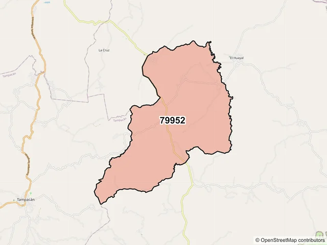 Mapa del código postal 79952, San Martín Chalchicuautla, San Luis Potosí