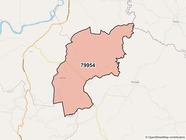 Mapa del código postal 79954, San Martín Chalchicuautla, San Luis Potosí