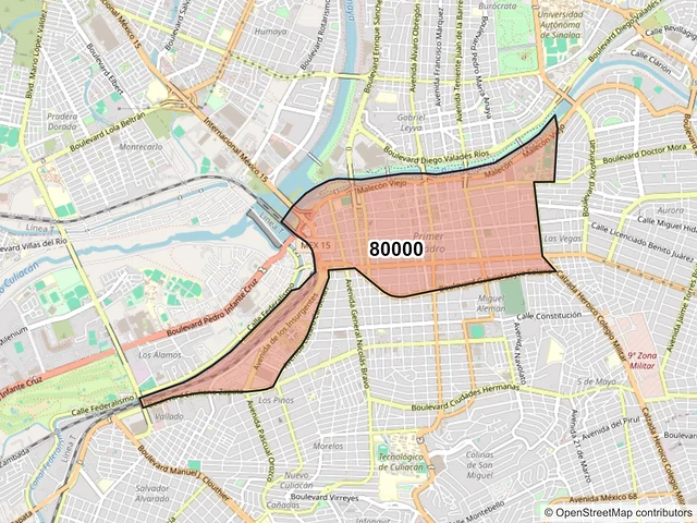 Mapa del código postal 80000, Culiacán, Sinaloa