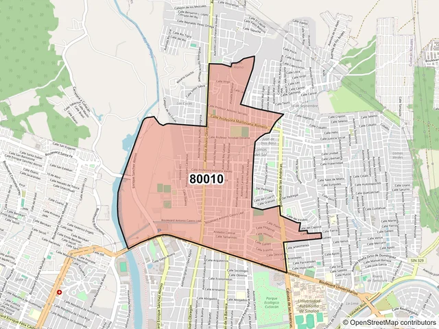 Mapa del código postal 80010, Culiacán, Sinaloa