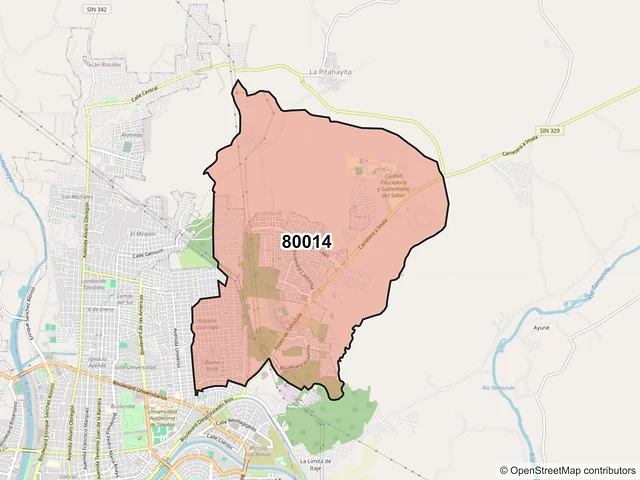 Mapa del código postal 80014, Culiacán, Sinaloa