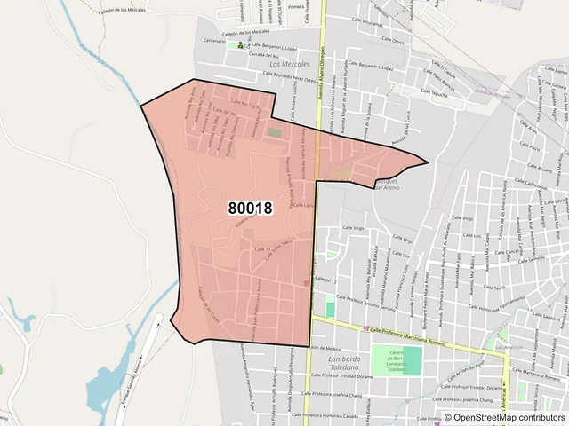 Mapa del código postal 80018, Culiacán, Sinaloa