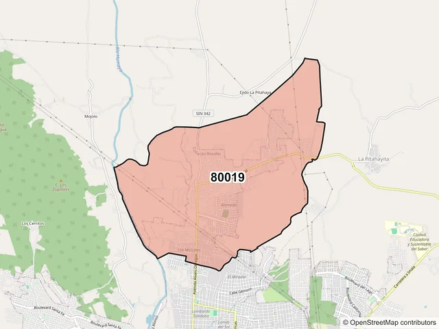 Mapa del código postal 80019, Culiacán, Sinaloa
