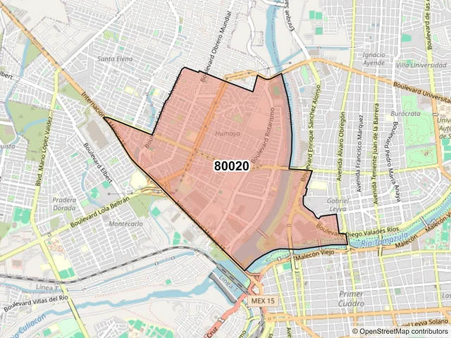 Mapa del código postal 80020, Culiacán, Sinaloa