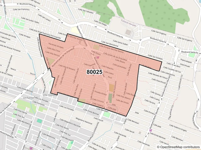 Mapa del código postal 80025, Culiacán, Sinaloa