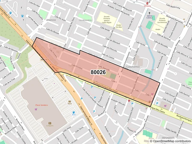 Mapa del código postal 80026, Culiacán, Sinaloa