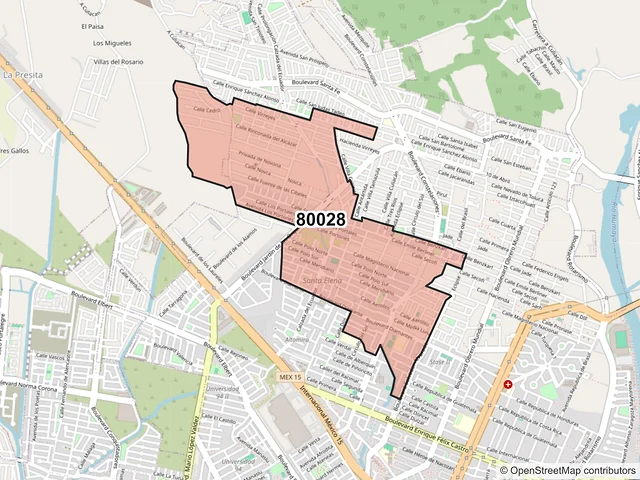 Mapa del código postal 80028, Culiacán, Sinaloa