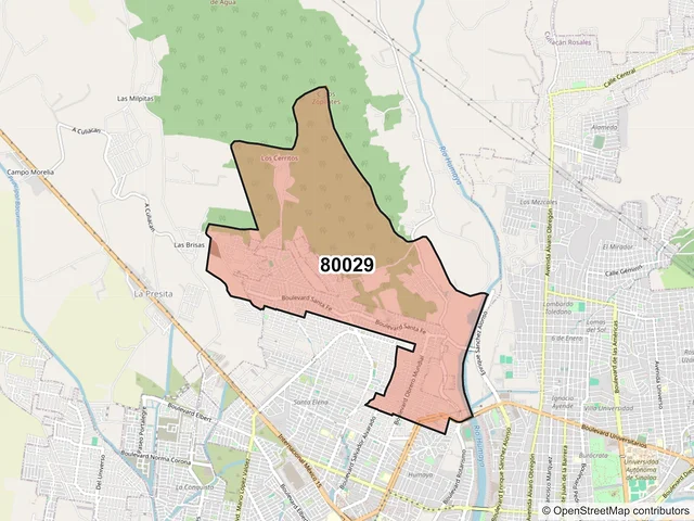 Mapa del código postal 80029, Culiacán, Sinaloa