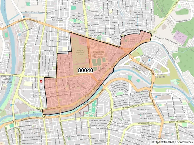 Mapa del código postal 80040, Culiacán, Sinaloa