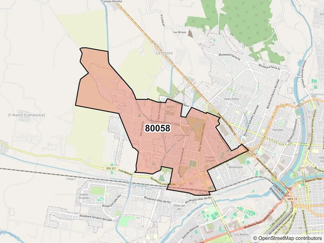 Mapa del código postal 80058, Culiacán, Sinaloa