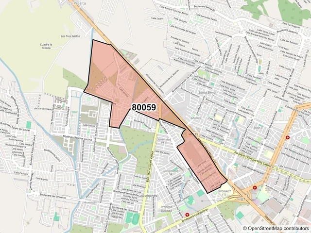 Mapa del código postal 80059, Culiacán, Sinaloa