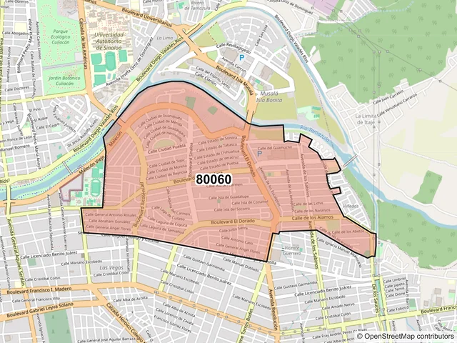 Mapa del código postal 80060, Culiacán, Sinaloa