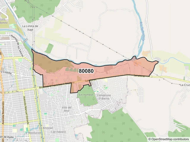 Mapa del código postal 80080, Culiacán, Sinaloa