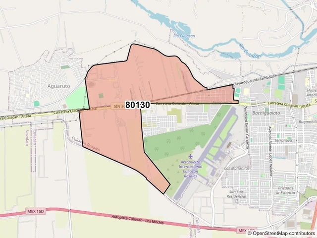 Mapa del código postal 80130, Culiacán, Sinaloa