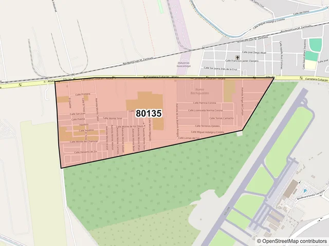 Mapa del código postal 80135, Culiacán, Sinaloa
