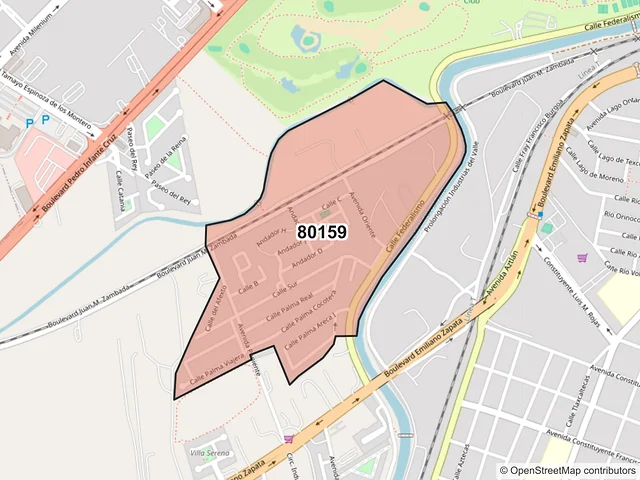 Mapa del código postal 80159, Culiacán, Sinaloa