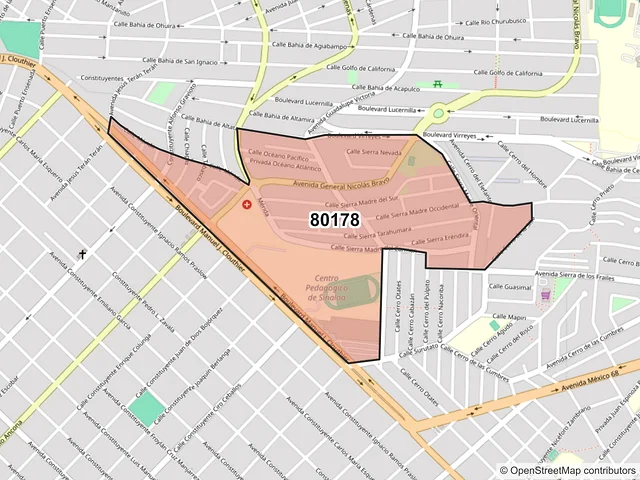 Mapa del código postal 80178, Culiacán, Sinaloa