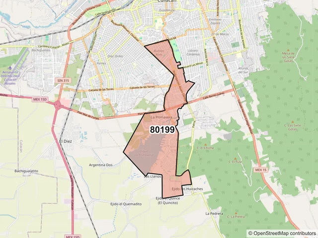 Mapa del código postal 80199, Culiacán, Sinaloa