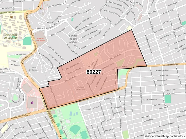 Mapa del código postal 80227, Culiacán, Sinaloa