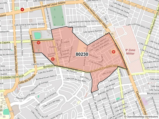 Mapa del código postal 80230, Culiacán, Sinaloa