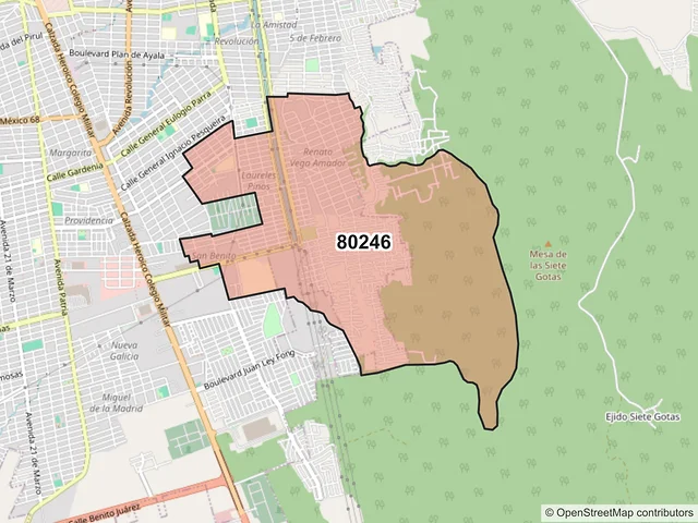 Mapa del código postal 80246, Culiacán, Sinaloa