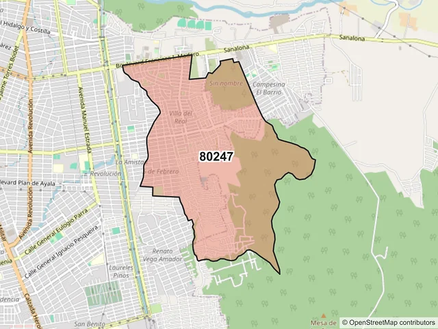Mapa del código postal 80247, Culiacán, Sinaloa
