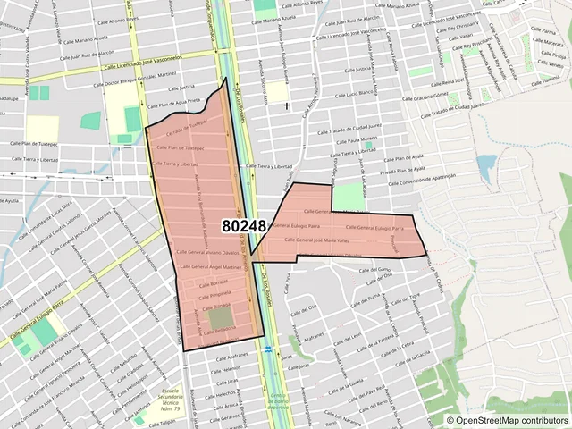 Mapa del código postal 80248, Culiacán, Sinaloa