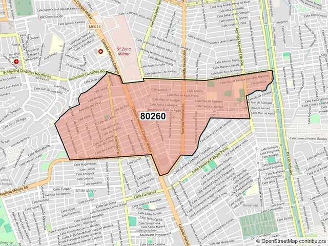 Mapa del código postal 80260, Culiacán, Sinaloa
